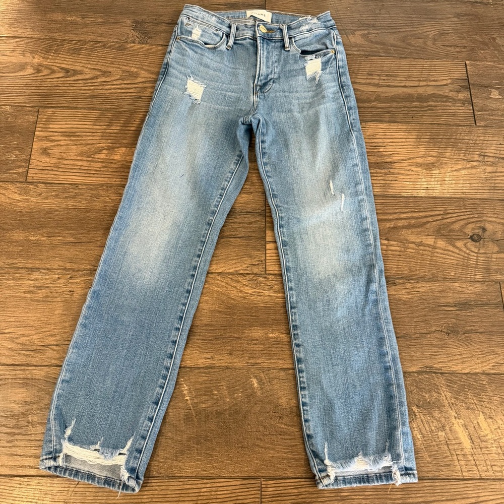 Frame‎ Le High Straight Distressed Jeans Size 25